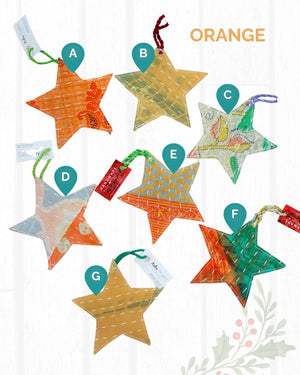 Kantha Christmas Ornaments | Star - Asha Project Kantha - Saree - Handmade