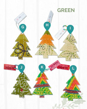 Kantha Christmas Ornaments | Tree - Asha Project Kantha - Saree - Handmade