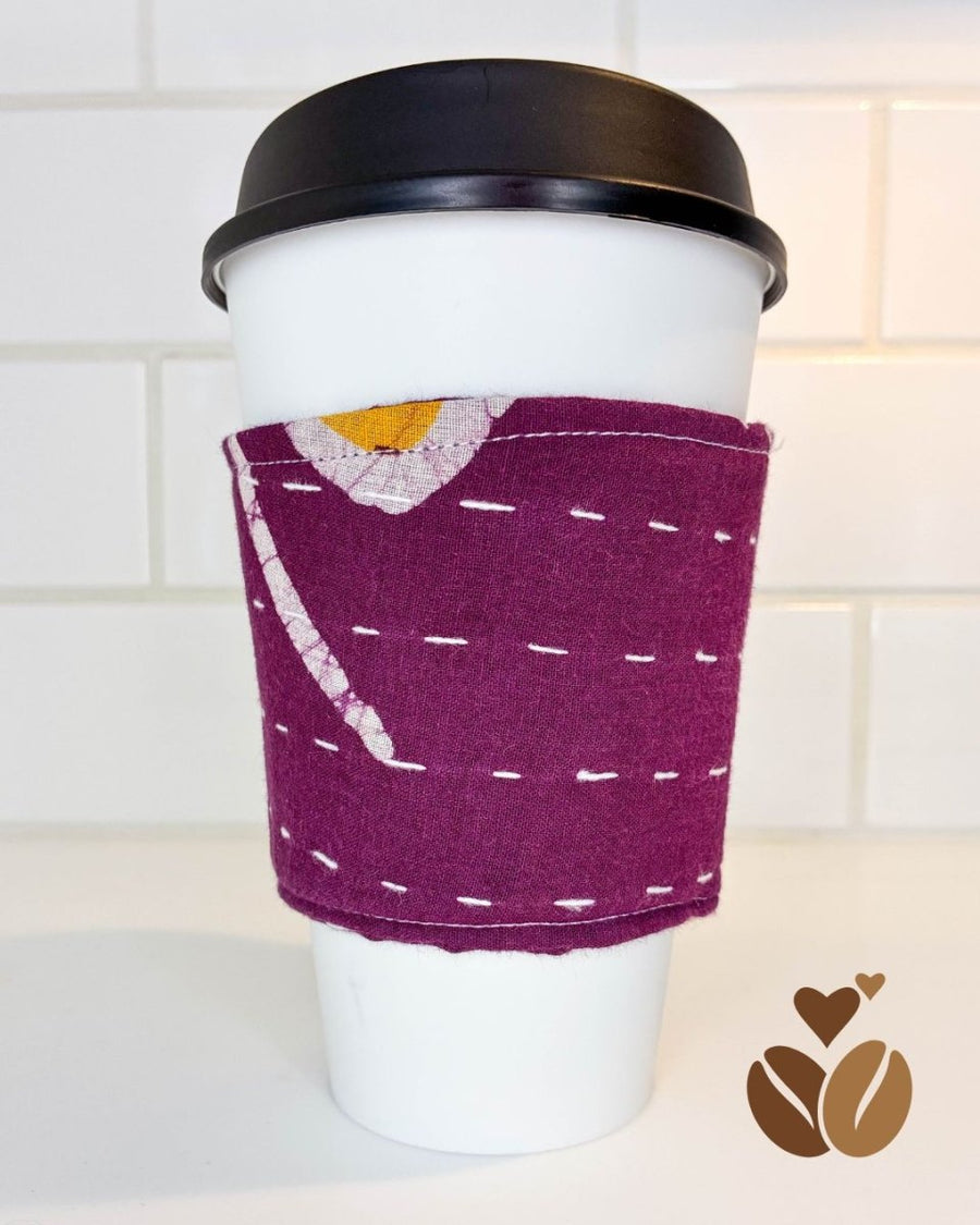 Kantha Coffee Cozy - Asha Project Kantha - Saree - Handmade