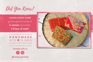 Kantha Coffee Cozy - Asha Project Kantha - Saree - Handmade