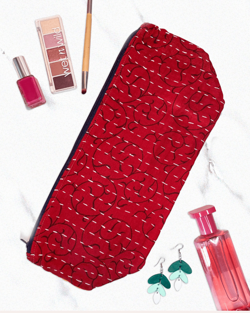 Kantha Cosmetic Bag | Extra Large - Asha Project Kantha - Saree - Handmade