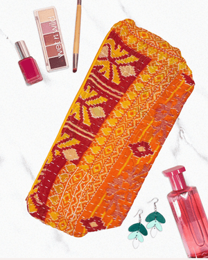Kantha Cosmetic Bag | Extra Large - Asha Project Kantha - Saree - Handmade