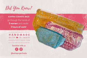 Kantha Cosmetic Bag | Extra Large - Asha Project Kantha - Saree - Handmade