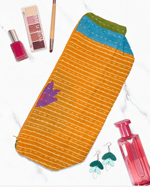 Kantha Cosmetic Bag | Extra Large - Asha Project Kantha - Saree - Handmade