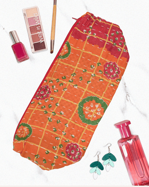 Kantha Cosmetic Bag | Extra Large - Asha Project Kantha - Saree - Handmade