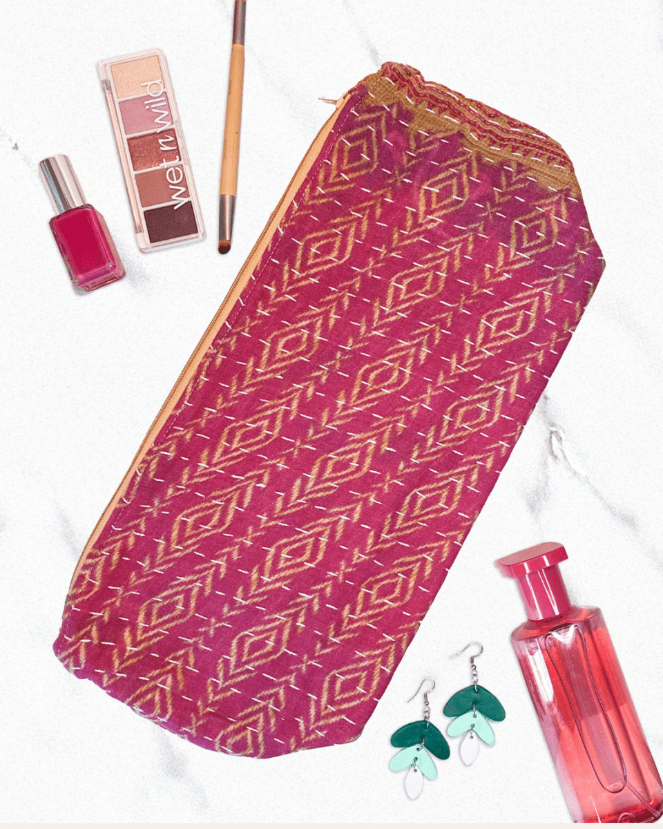 Kantha Cosmetic Bag | Extra Large - Asha Project Kantha - Saree - Handmade
