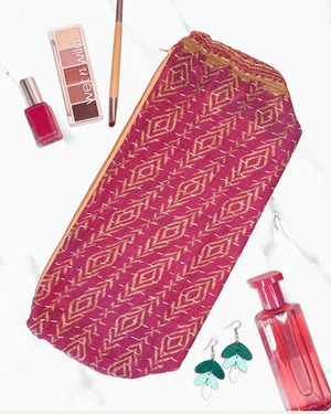 Kantha Cosmetic Bag | Extra Large - Asha Project Kantha - Saree - Handmade