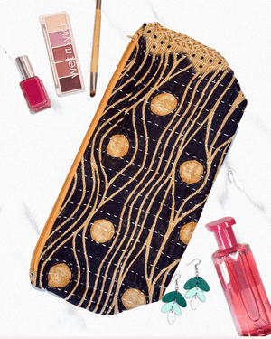Kantha Cosmetic Bag | Extra Large - Asha Project Kantha - Saree - Handmade