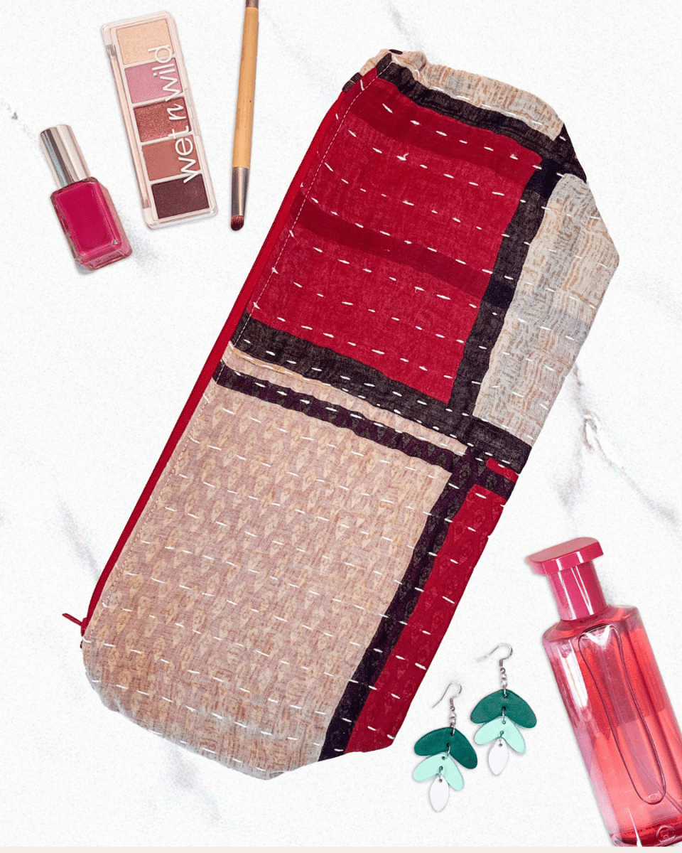 Kantha Cosmetic Bag | Extra Large - Asha Project Kantha - Saree - Handmade