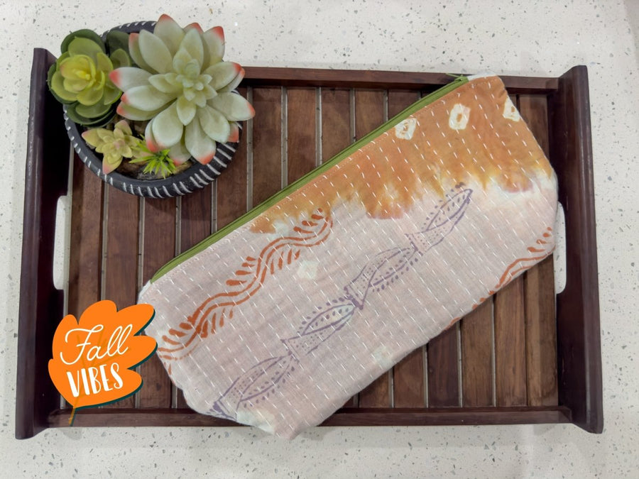 Kantha Cosmetic Bag | Extra Large - Asha Project Kantha - Saree - Handmade