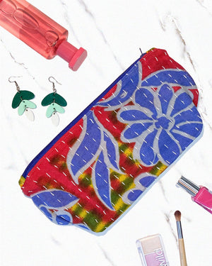 Kantha Cosmetic Bag | Large - Asha Project Kantha - Saree - Handmade