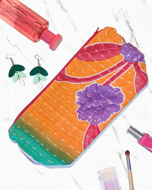 Kantha Cosmetic Bag | Large - Asha Project Kantha - Saree - Handmade