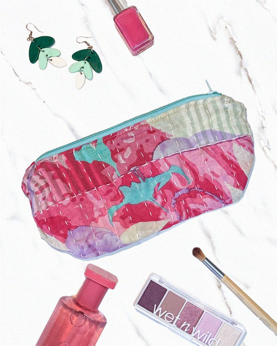 Kantha Cosmetic Bag | Medium - Asha Project Kantha - Saree - Handmade