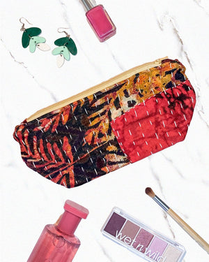 Kantha Cosmetic Bag | Medium - Asha Project Kantha - Saree - Handmade