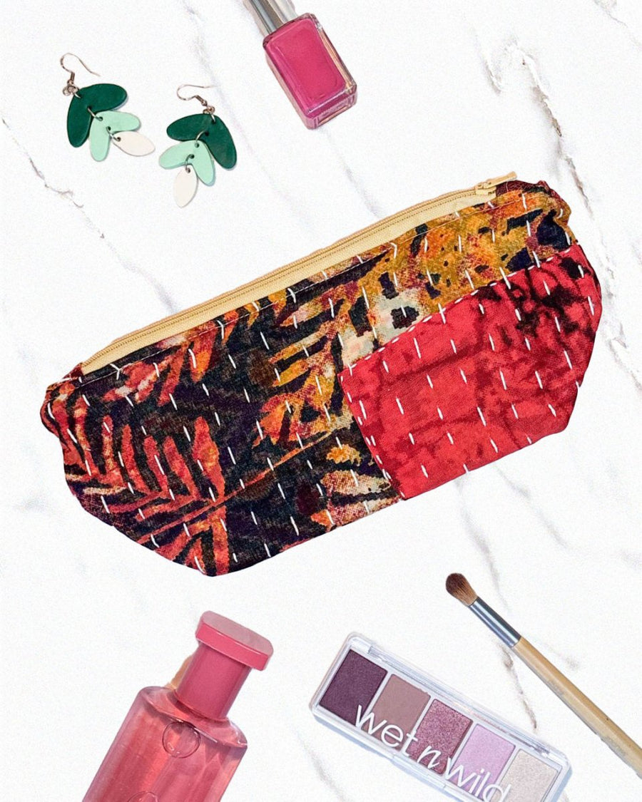 Kantha Cosmetic Bag | Medium - Asha Project Kantha - Saree - Handmade