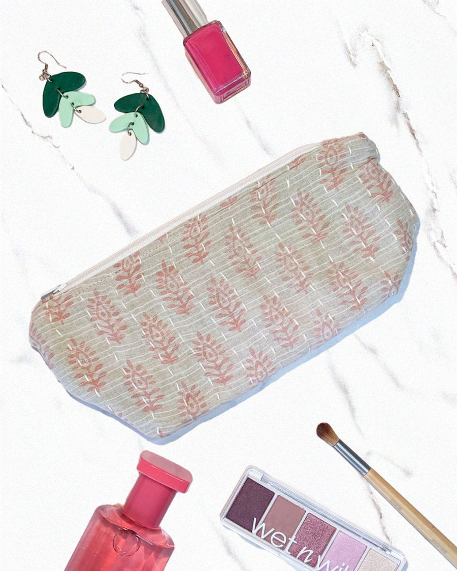 Kantha Cosmetic Bag | Medium - Asha Project Kantha - Saree - Handmade