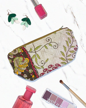 Kantha Cosmetic Bag | Medium - Asha Project Kantha - Saree - Handmade