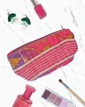 Kantha Cosmetic Bag | Medium - Asha Project Kantha - Saree - Handmade