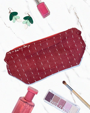 Kantha Cosmetic Bag | Medium - Asha Project Kantha - Saree - Handmade