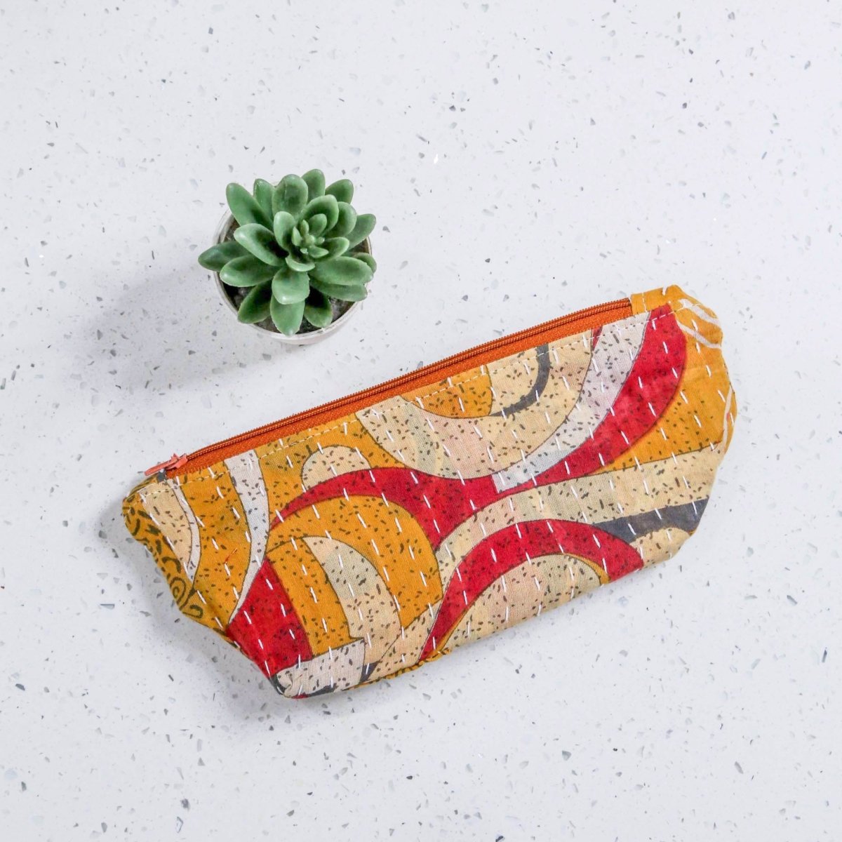 Kantha Cosmetic Bag | Medium - Asha Project Kantha - Saree - Handmade