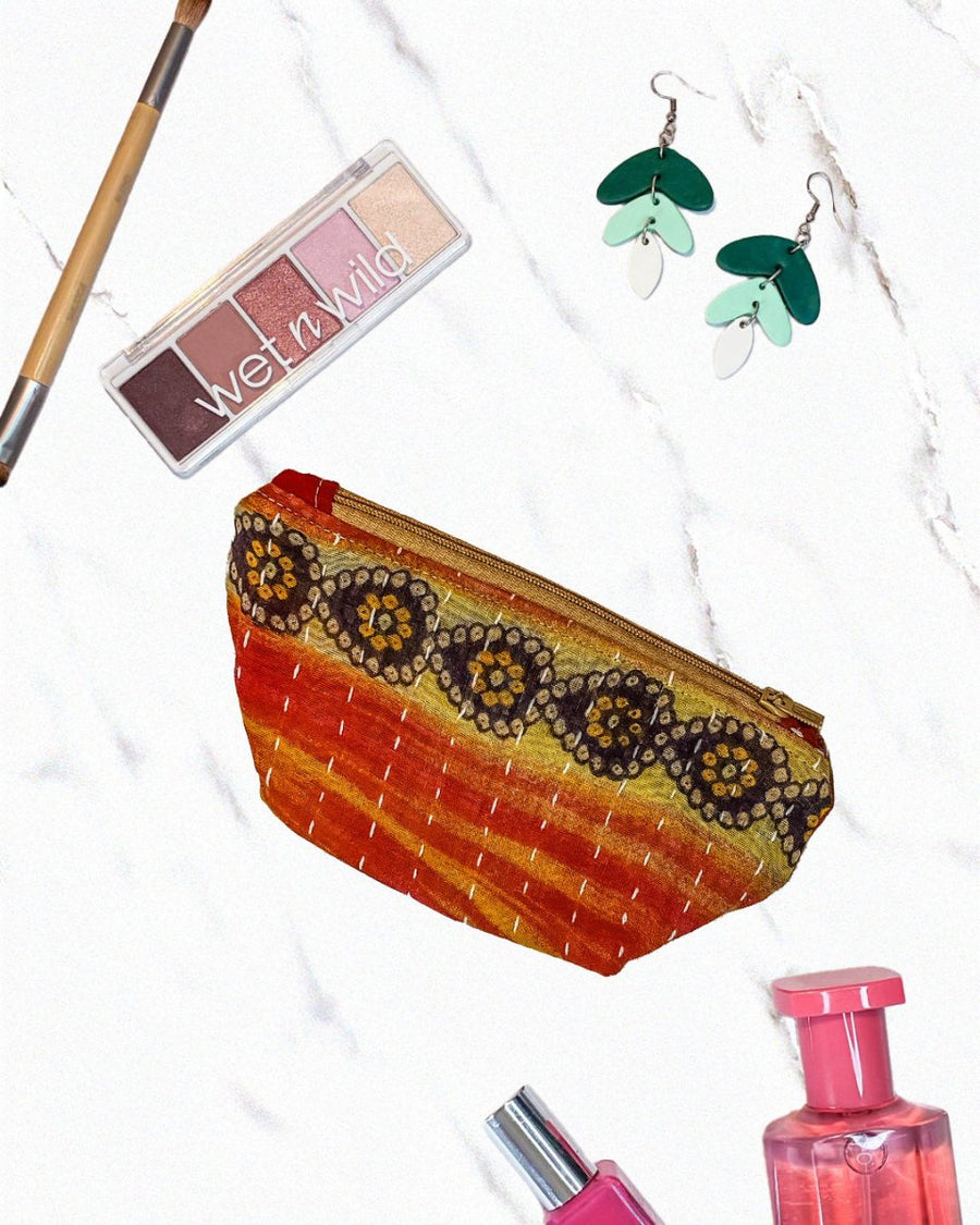 Kantha Cosmetic Bag | Small - Asha Project Kantha - Saree - Handmade