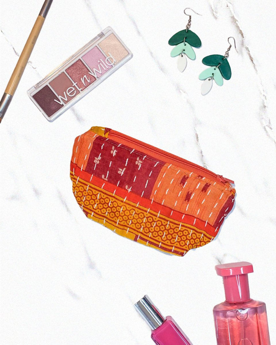 Kantha Cosmetic Bag | Small - Asha Project Kantha - Saree - Handmade