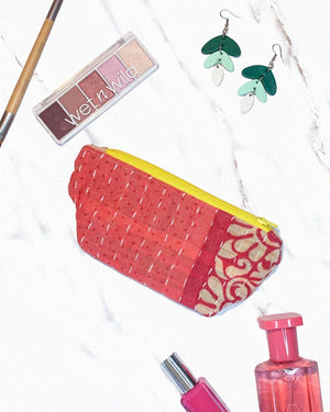 Kantha Cosmetic Bag | Small - Asha Project Kantha - Saree - Handmade