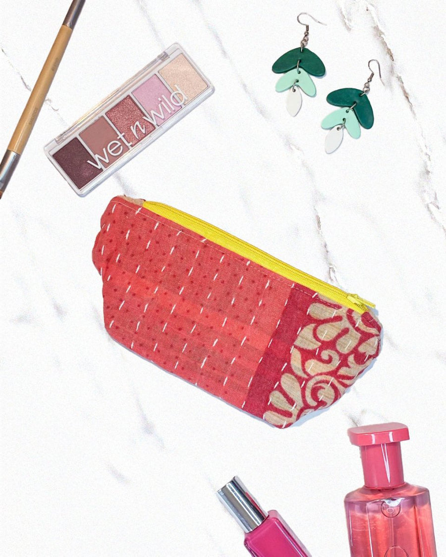 Kantha Cosmetic Bag | Small - Asha Project Kantha - Saree - Handmade