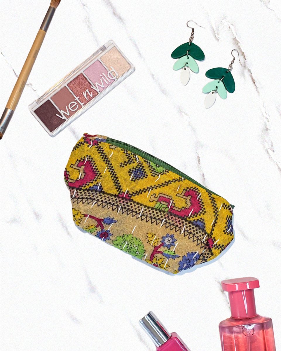 Kantha Cosmetic Bag | Small - Asha Project Kantha - Saree - Handmade