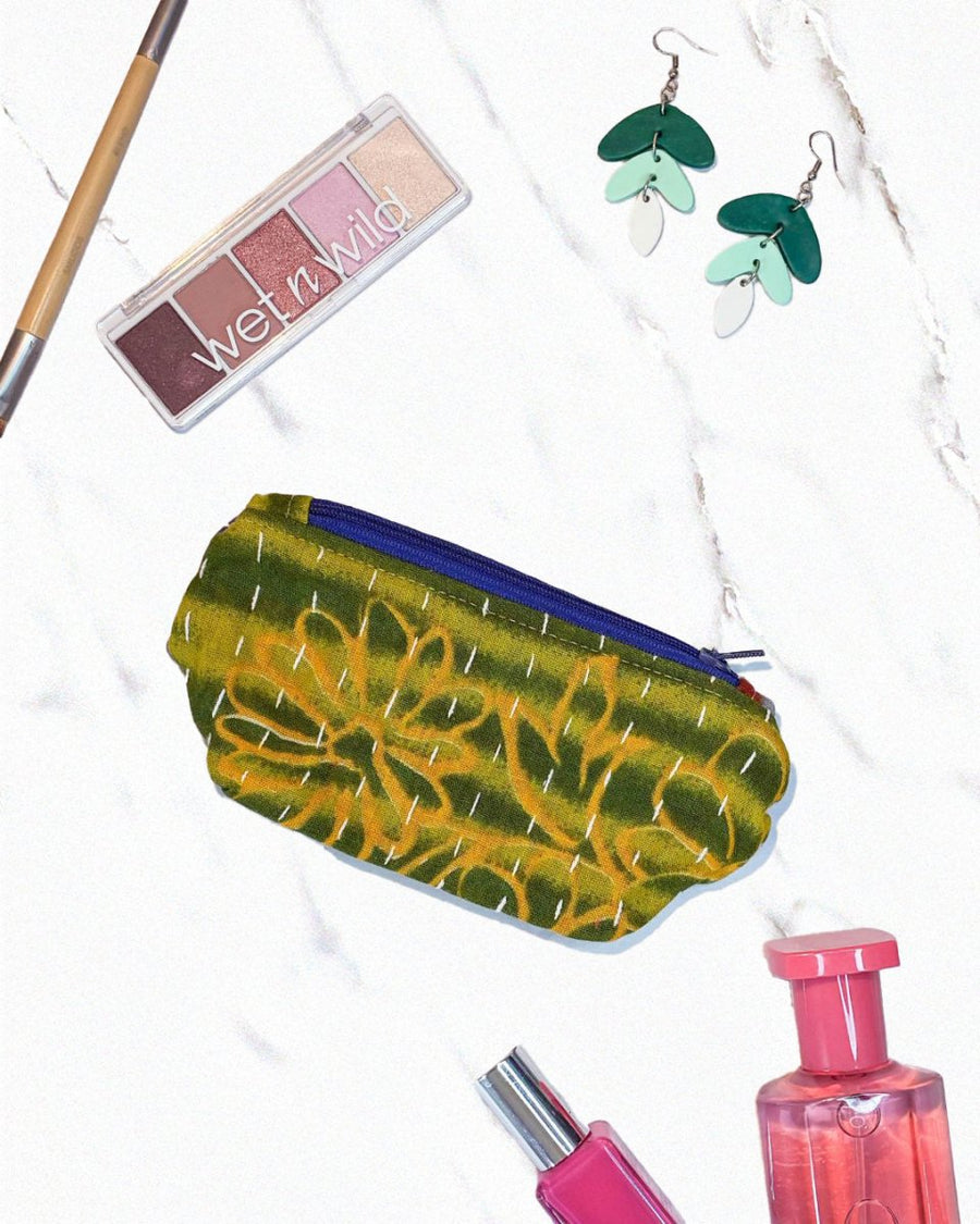 Kantha Cosmetic Bag | Small - Asha Project Kantha - Saree - Handmade