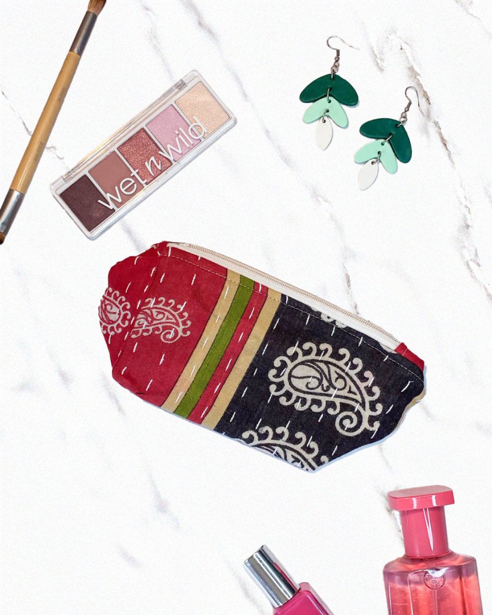 Kantha Cosmetic Bag | Small - Asha Project Kantha - Saree - Handmade