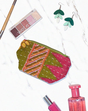 Kantha Cosmetic Bag | Small - Asha Project Kantha - Saree - Handmade