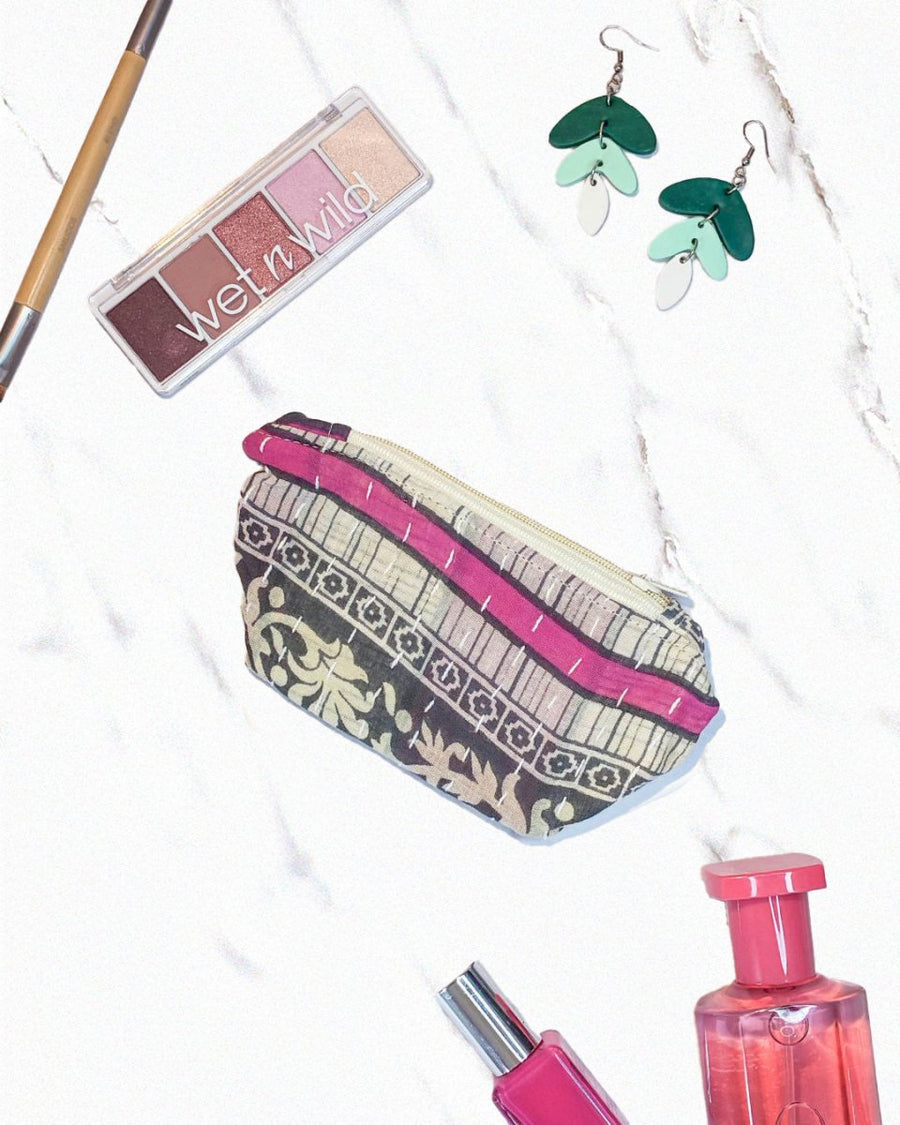 Kantha Cosmetic Bag | Small - Asha Project Kantha - Saree - Handmade