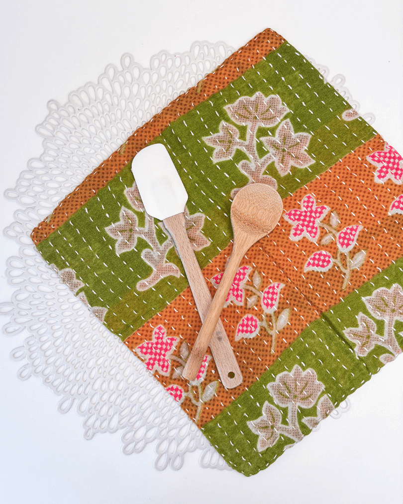 Kantha Dish Cloth - Asha Project Kantha - Saree - Handmade