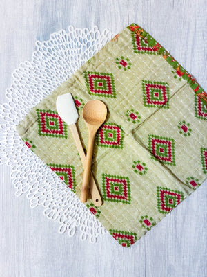 Kantha Dish Cloth - Asha Project Kantha - Saree - Handmade