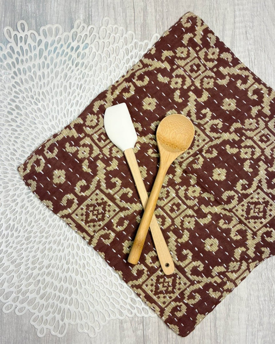 Kantha Dish Cloth - Asha Project Kantha - Saree - Handmade