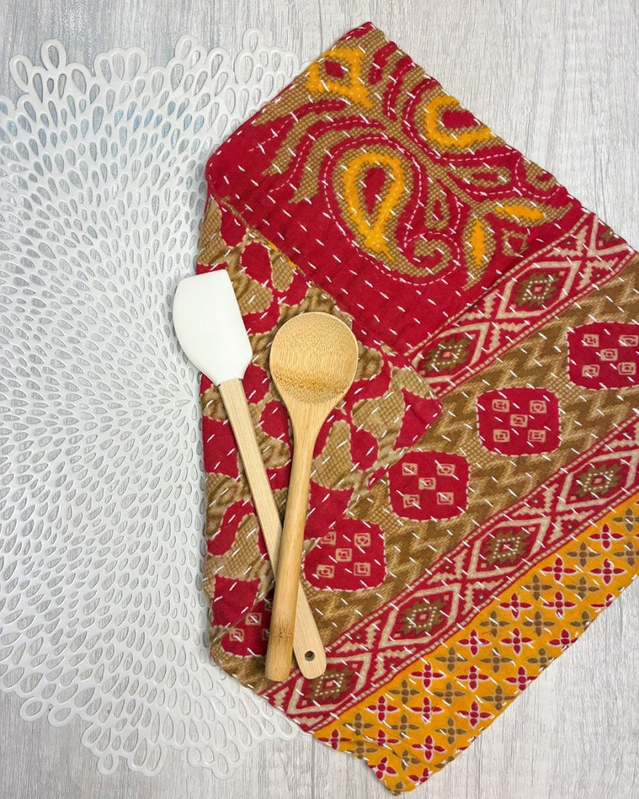 Kantha Dish Cloth - Asha Project Kantha - Saree - Handmade