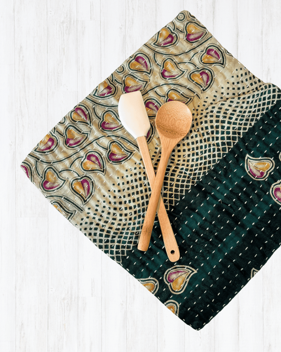 Kantha Dish Cloth - Asha Project Kantha - Saree - Handmade