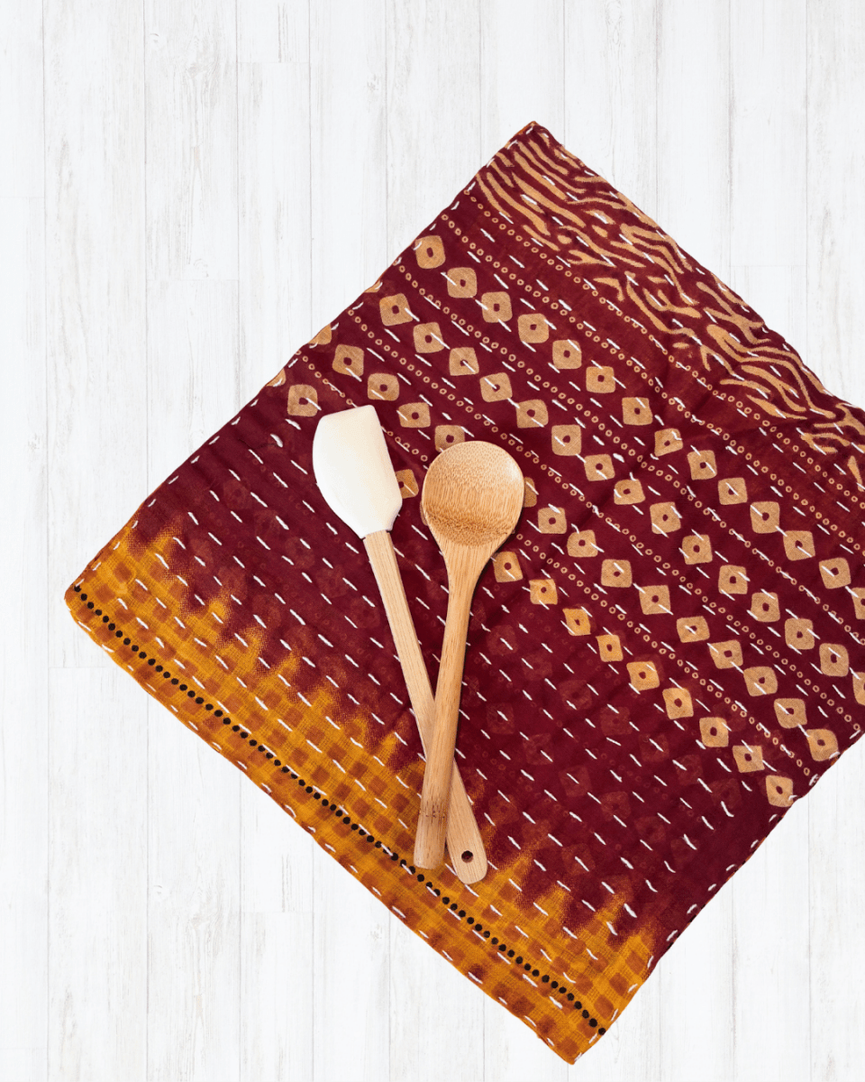 Kantha Dish Cloth - Asha Project Kantha - Saree - Handmade