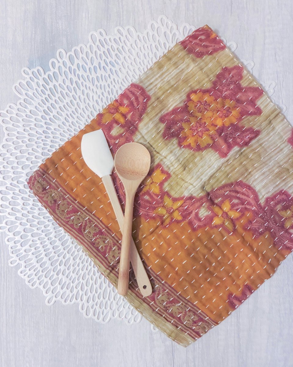 Kantha Dish Cloth - Asha Project Kantha - Saree - Handmade