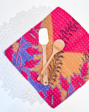 Kantha Dish Cloth - Asha Project Kantha - Saree - Handmade