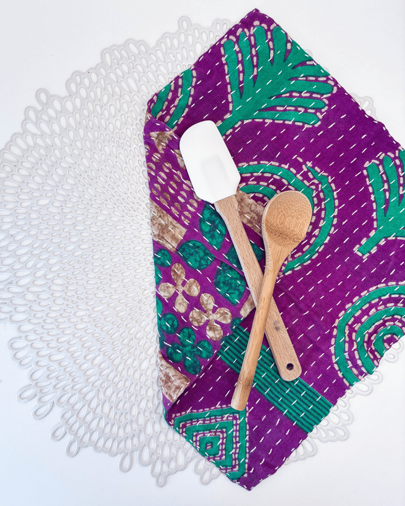 Kantha Dish Cloth - Asha Project Kantha - Saree - Handmade