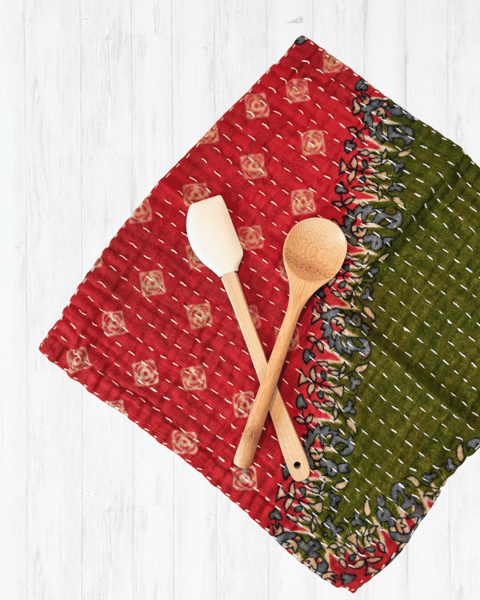 Kantha Dish Cloth - Asha Project Kantha - Saree - Handmade