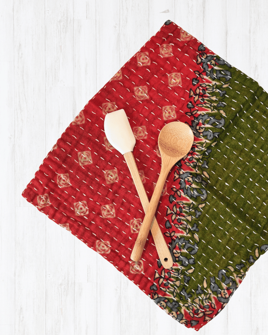 Kantha Dish Cloth - Asha Project Kantha - Saree - Handmade