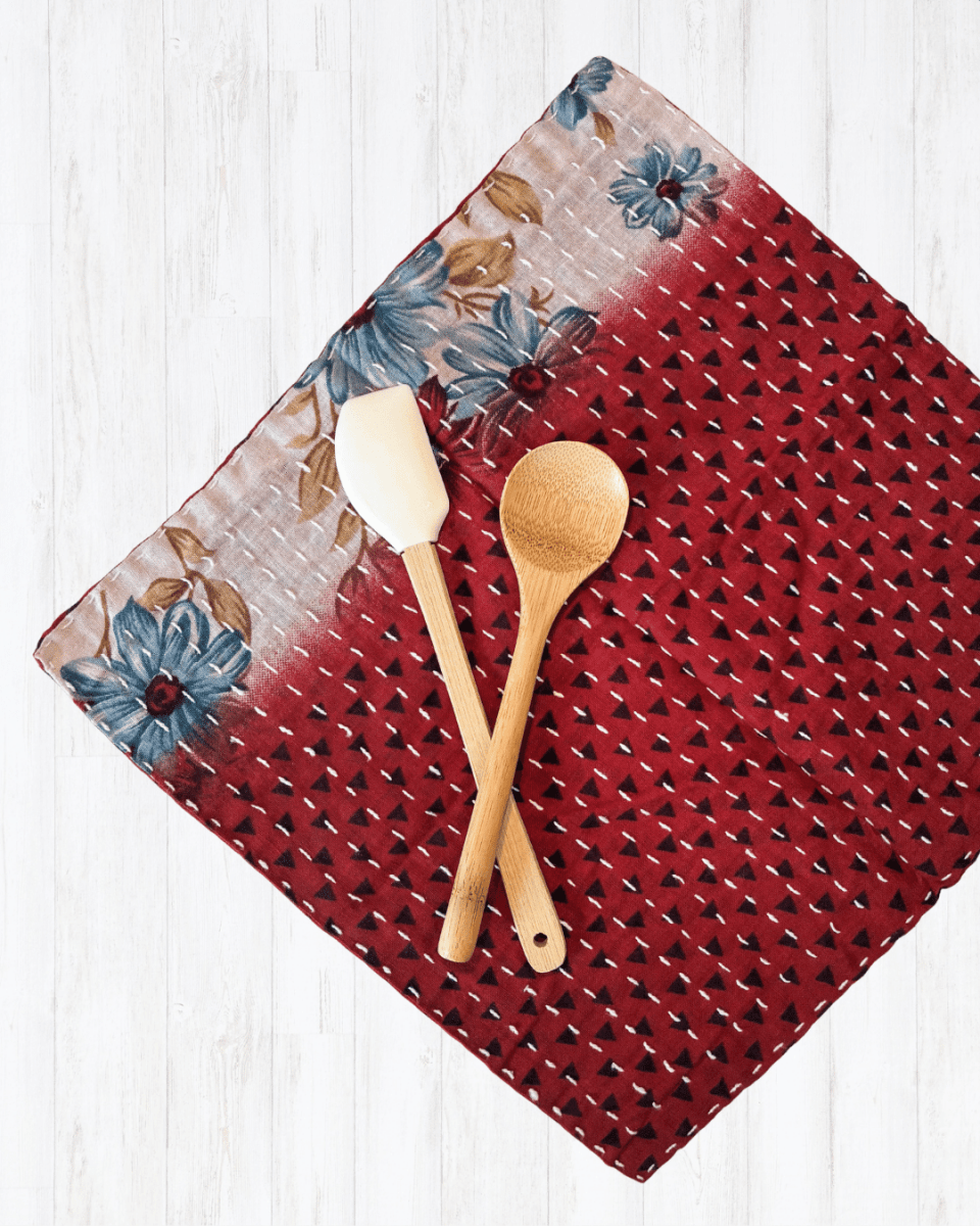 Kantha Dish Cloth - Asha Project Kantha - Saree - Handmade