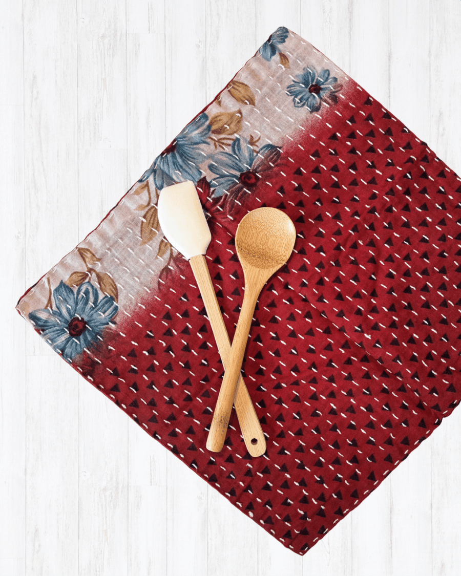 Kantha Dish Cloth - Asha Project Kantha - Saree - Handmade