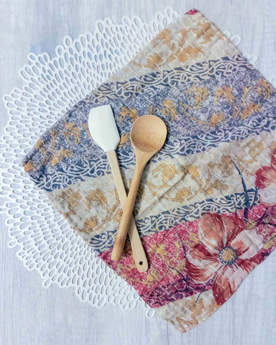 Kantha Dish Cloth - Asha Project Kantha - Saree - Handmade