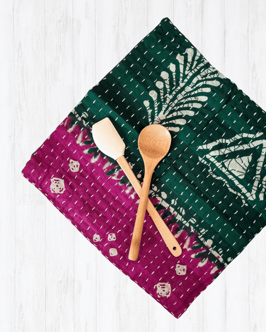 Kantha Dish Cloth - Asha Project Kantha - Saree - Handmade
