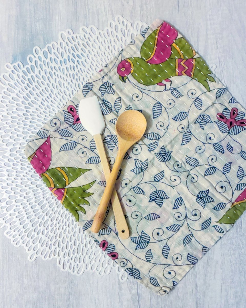 Kantha Dish Cloth - Asha Project Kantha - Saree - Handmade