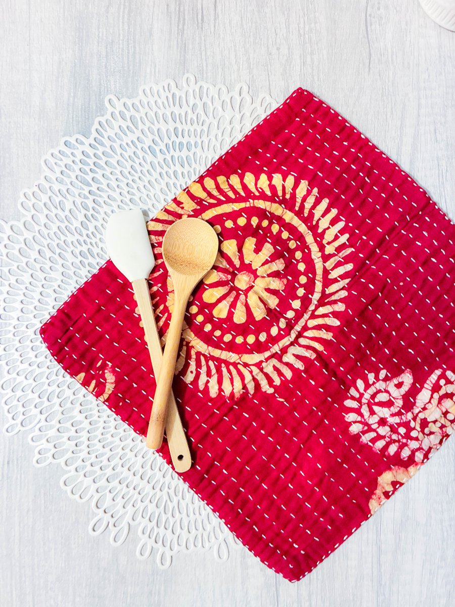 Kantha Dish Cloth - Asha Project Kantha - Saree - Handmade